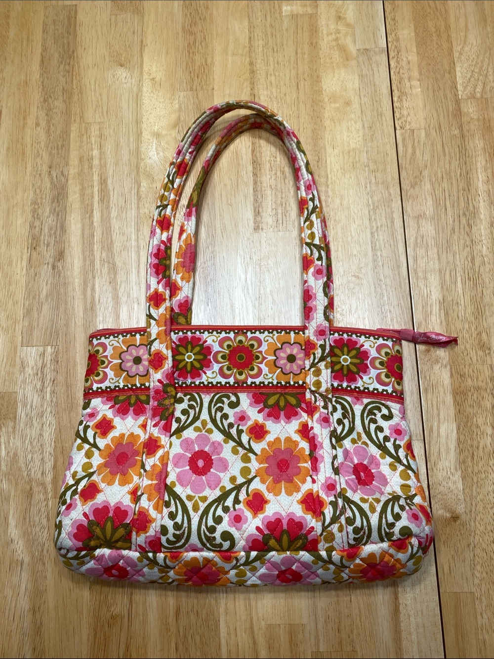 Vera Bradley Folkloric Retired Pink and Orange Floral Pattern Small Purse 2011